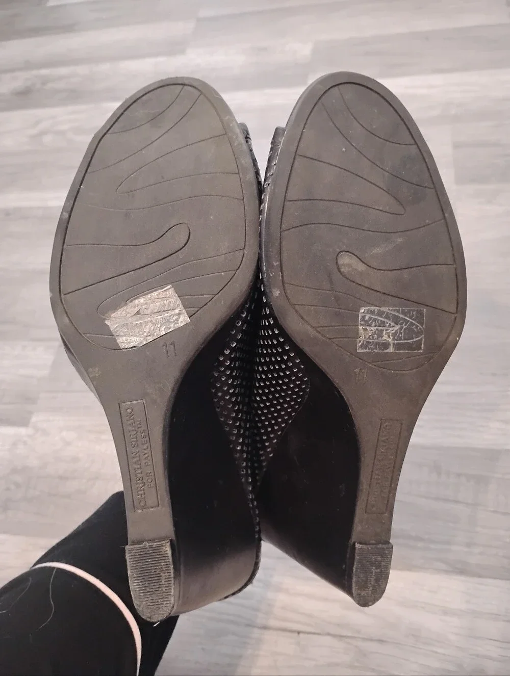 Christian Siriano Open Toe Black Wedge Heels